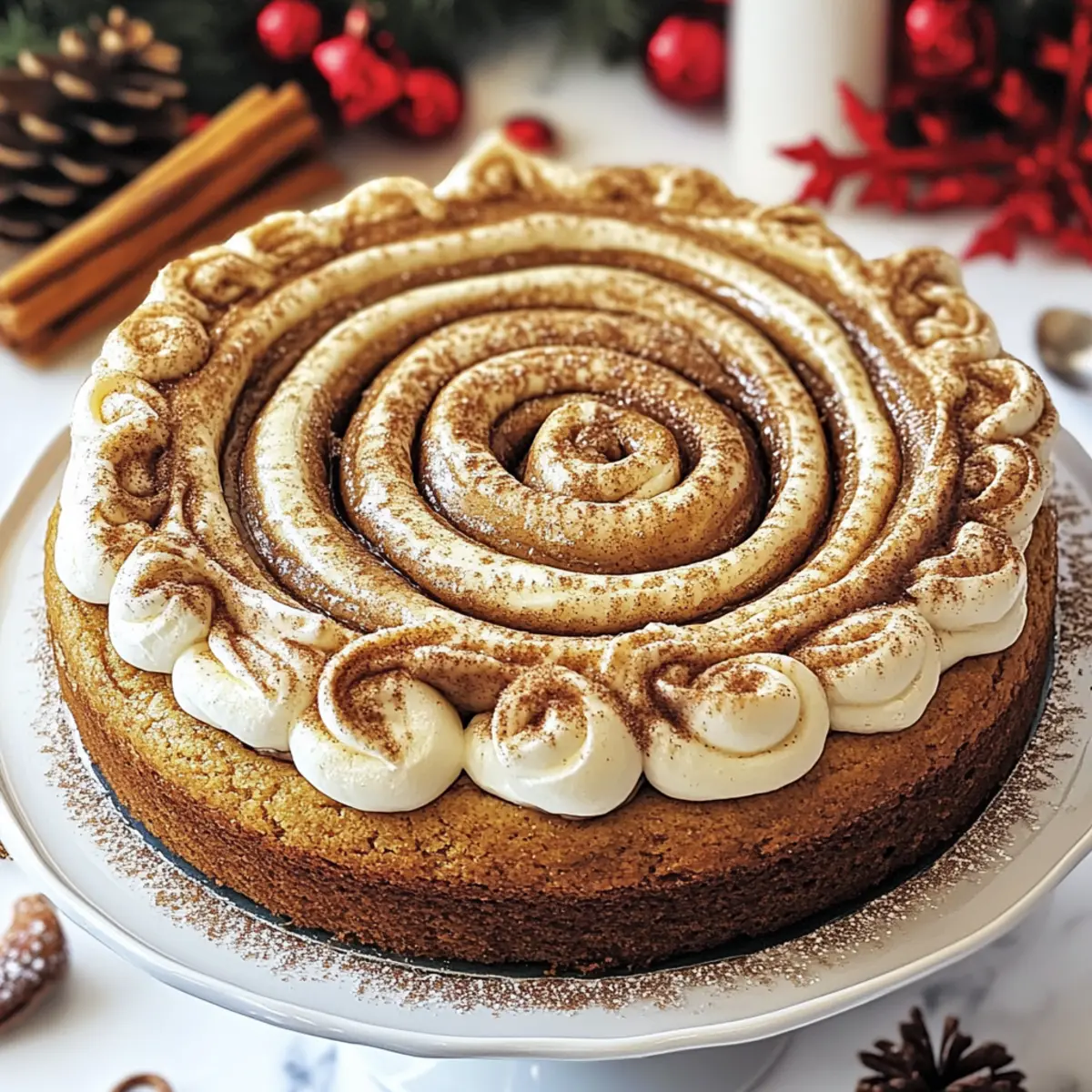 Christmas Giant Cinnamon Roll Cookie Cake