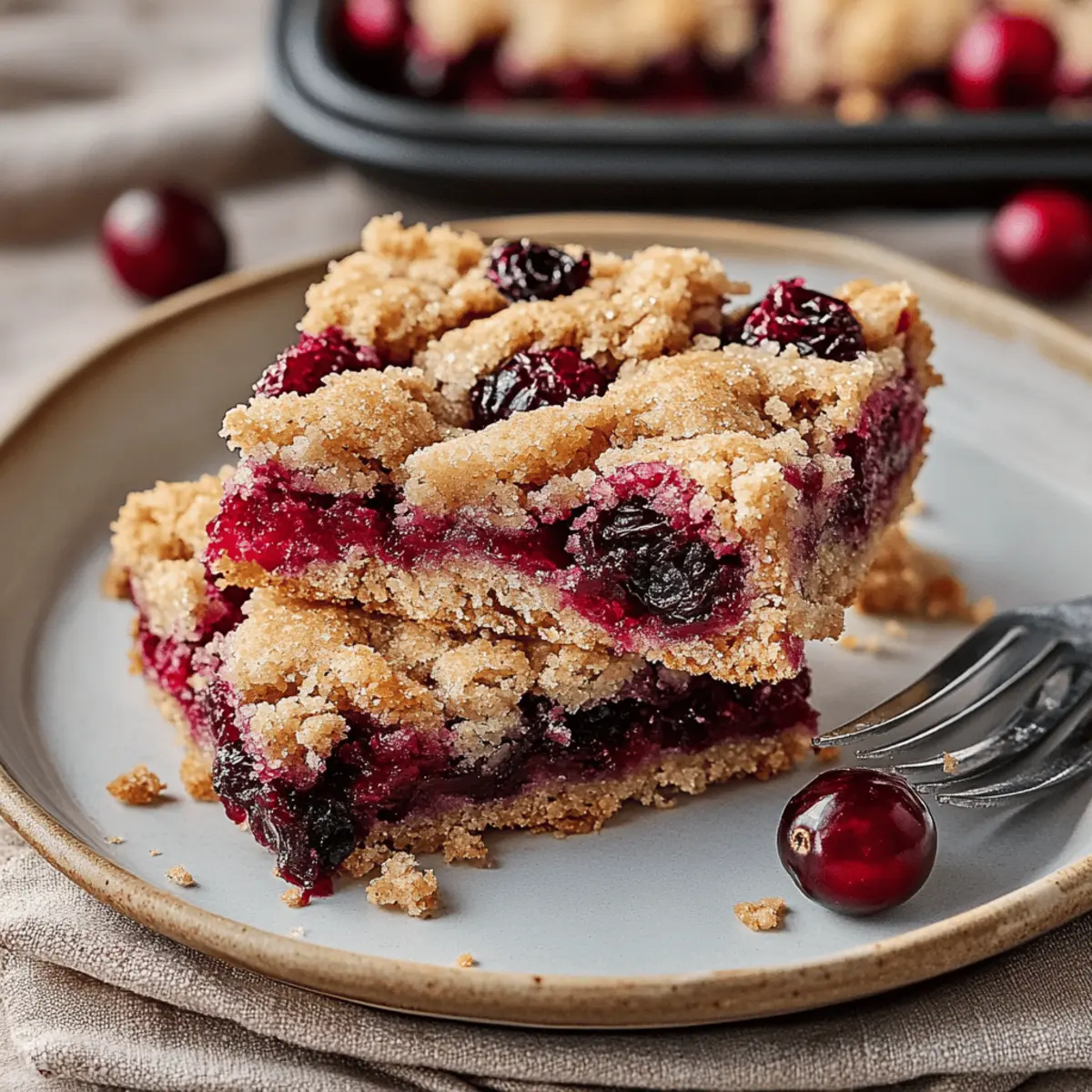 Buttery Cranberry Streusel Crumb Bars