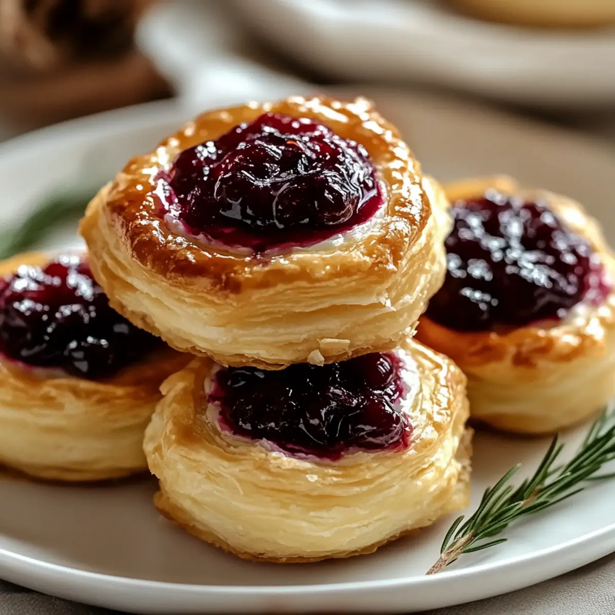 Cranberry Brie Puff Pastry Bites