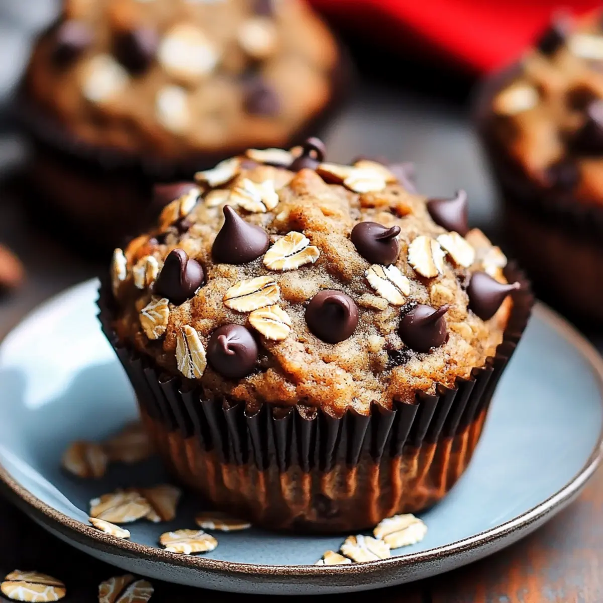 Christmas Banana Oat Chocolate Chip Muffins