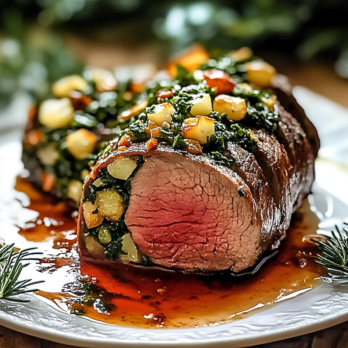 Festive Christmas Stuffed Beef Tenderloin
