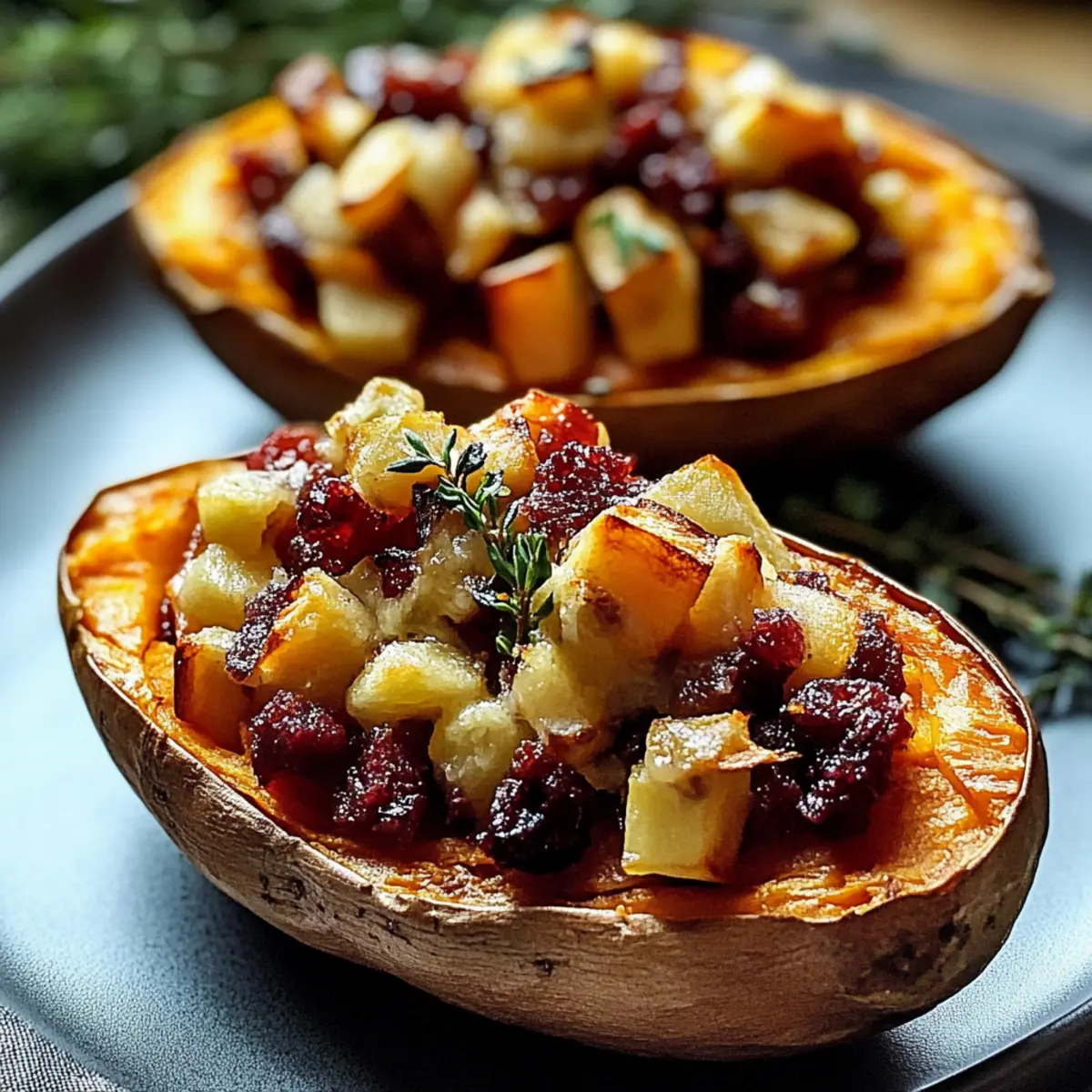 Cranberry Apple Twice Baked Sweet Potatoes