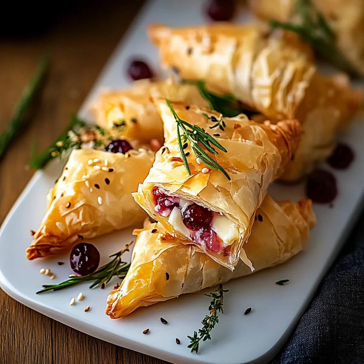 Cranberry Brie Filo Crackers