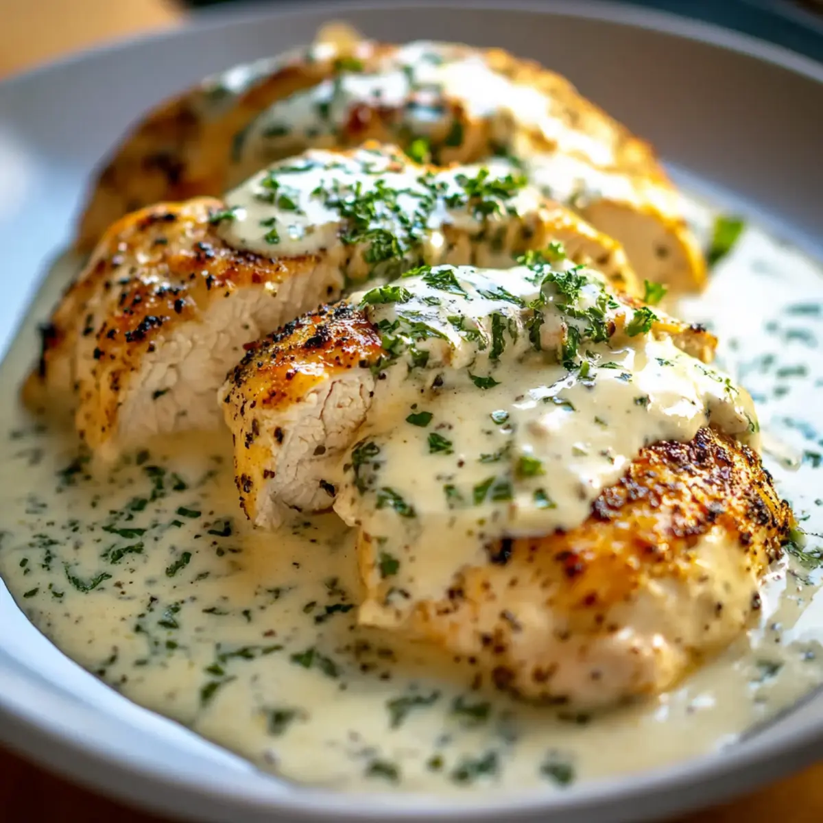 Baked Caesar Chicken With Creamy Parmesan Sauce