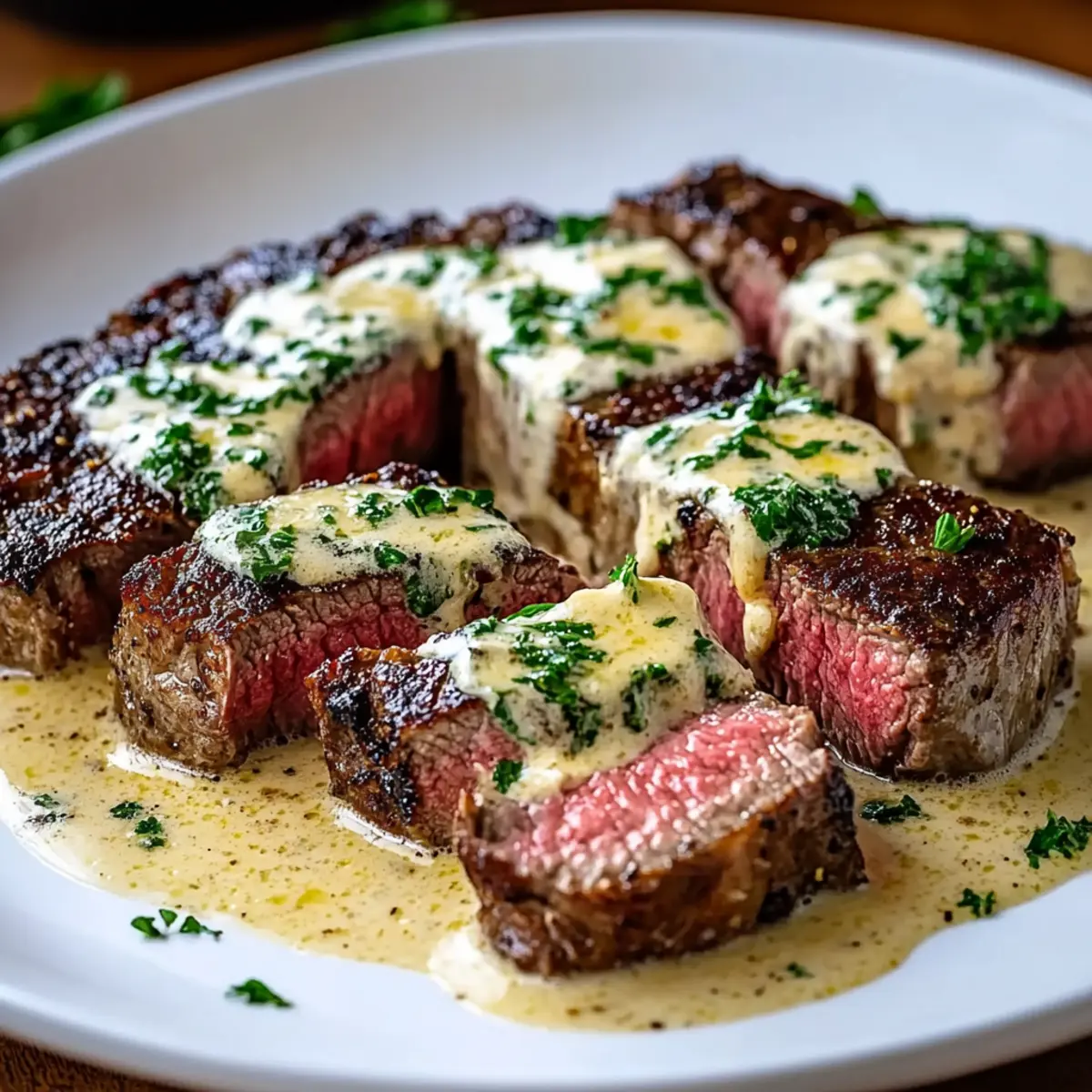 Garlic Butter Steak with Parmesan Cream Sauce