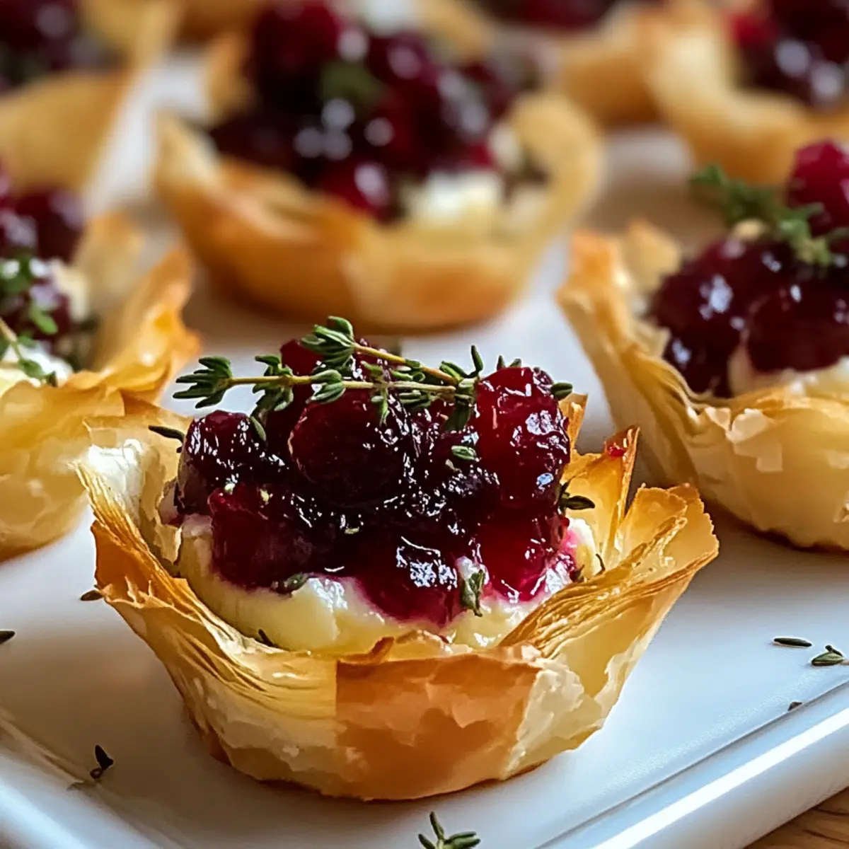 Cranberry Brie Thyme Phyllo Cups