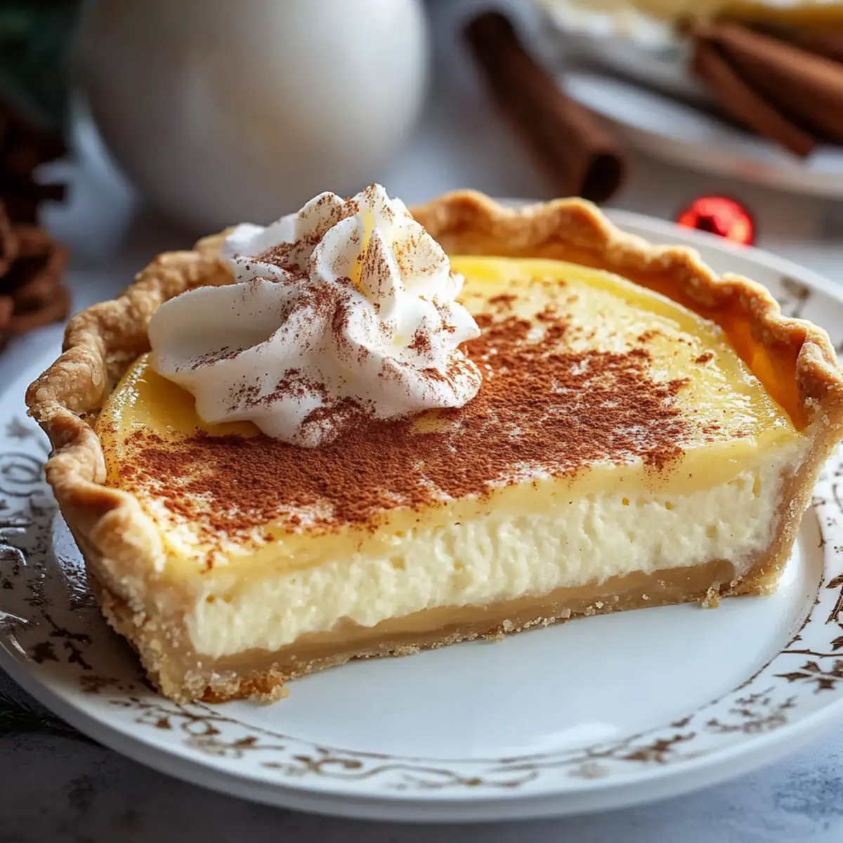 Creamy Christmas Eve Cinnamon Vanilla Custard Pie
