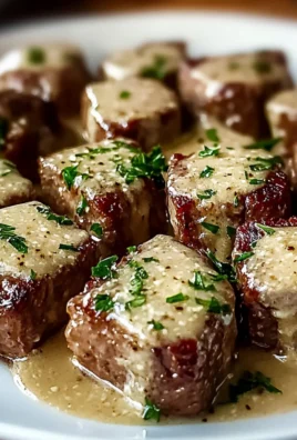 Tender Garlic Butter Steak Bites with Parmesan Sauce