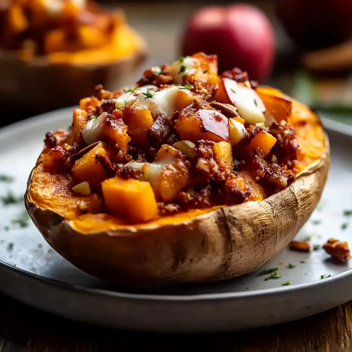 Apple Spiced Stuffed Sweet Potatoes