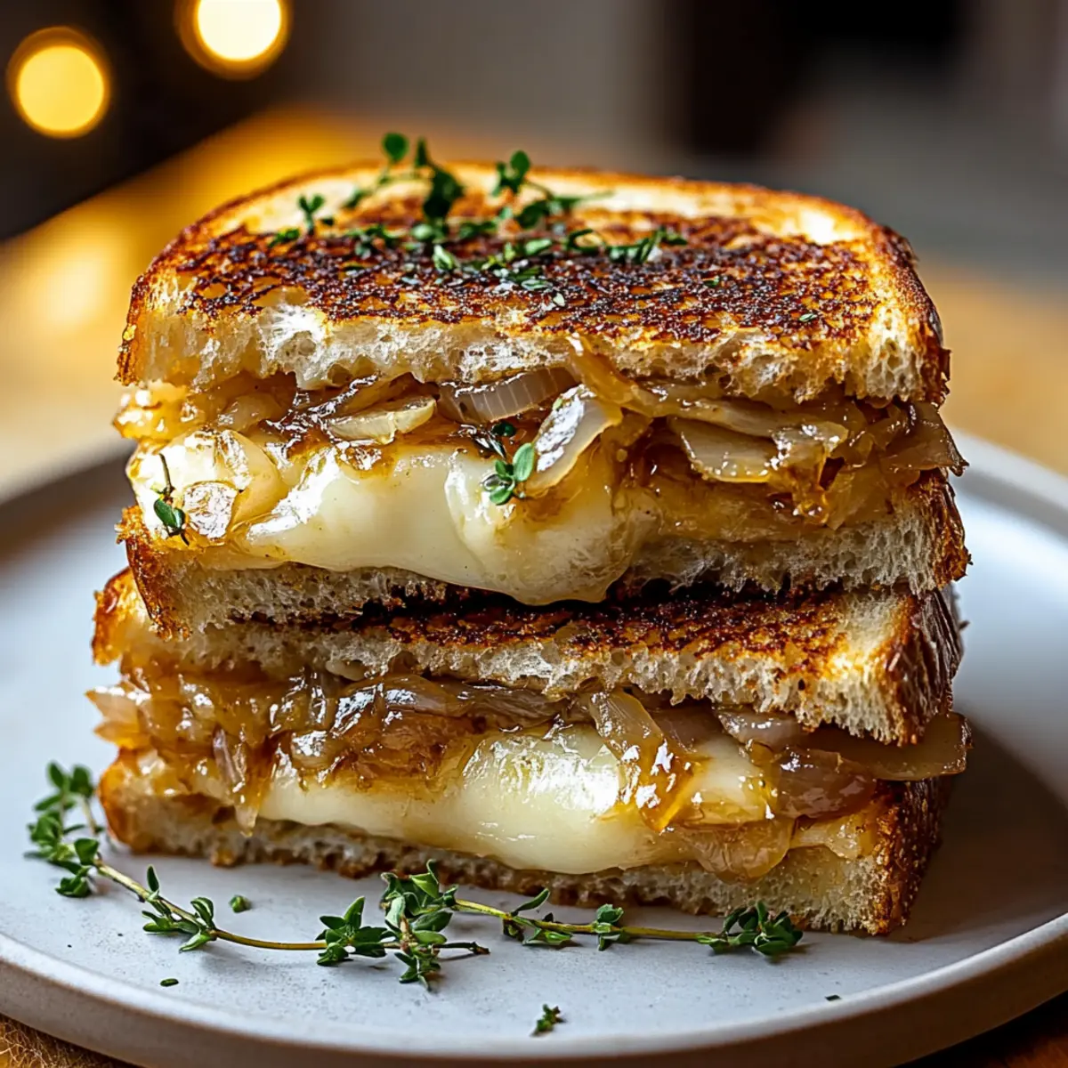 Pear Apple Grilled Cheese with Caramelized Onions