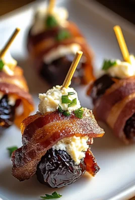 Beef Bacon Wrapped Dates with Goat Cheese