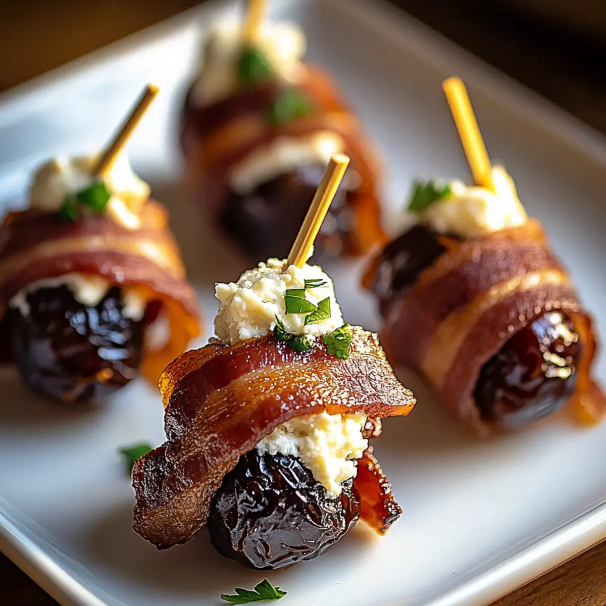 Beef Bacon Wrapped Dates with Goat Cheese