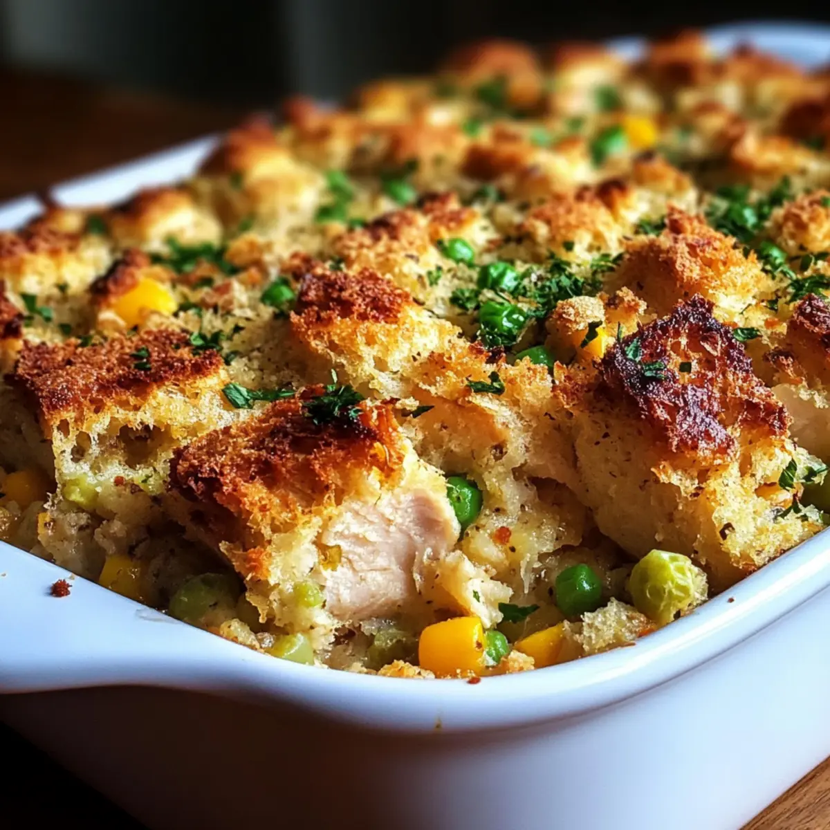 Rotisserie Chicken Stuffing Casserole