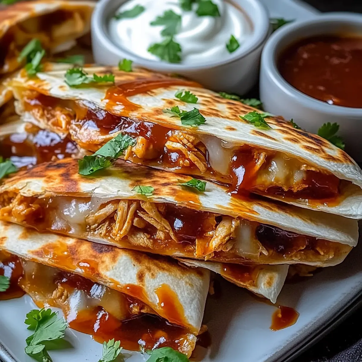 Hot Honey BBQ Chicken Quesadillas