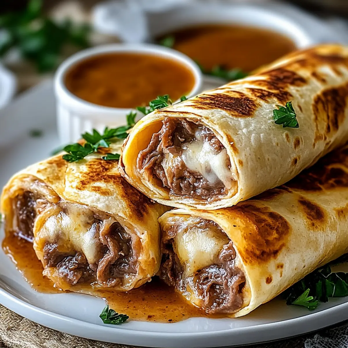 Savory French Dip Tortilla Rollups