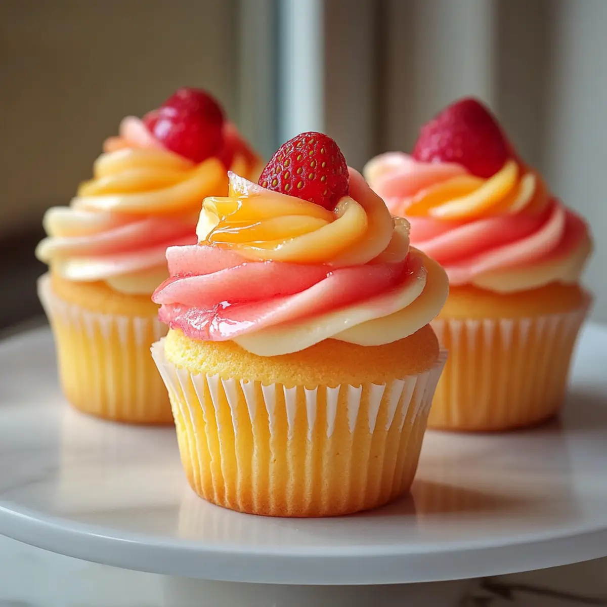 Mango Strawberry Sunset Cupcakes