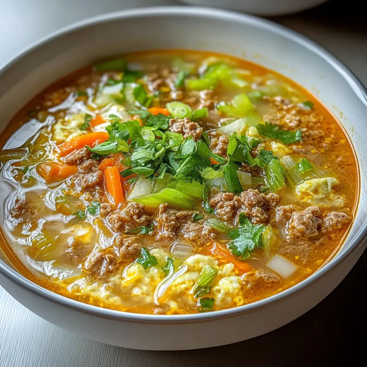 One Pot Beef Egg Roll Soup