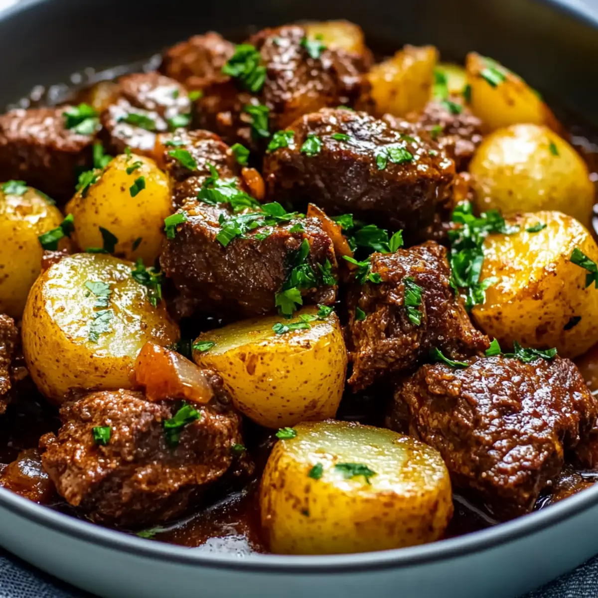 Slow Cooker Garlic Beef & Potatoes