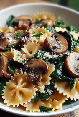 Farfalle Pasta with Spinach, Mushrooms & Caramelized Onions