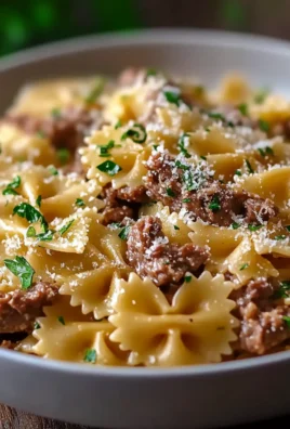 Garlic Butter Bowtie Pasta with Beef