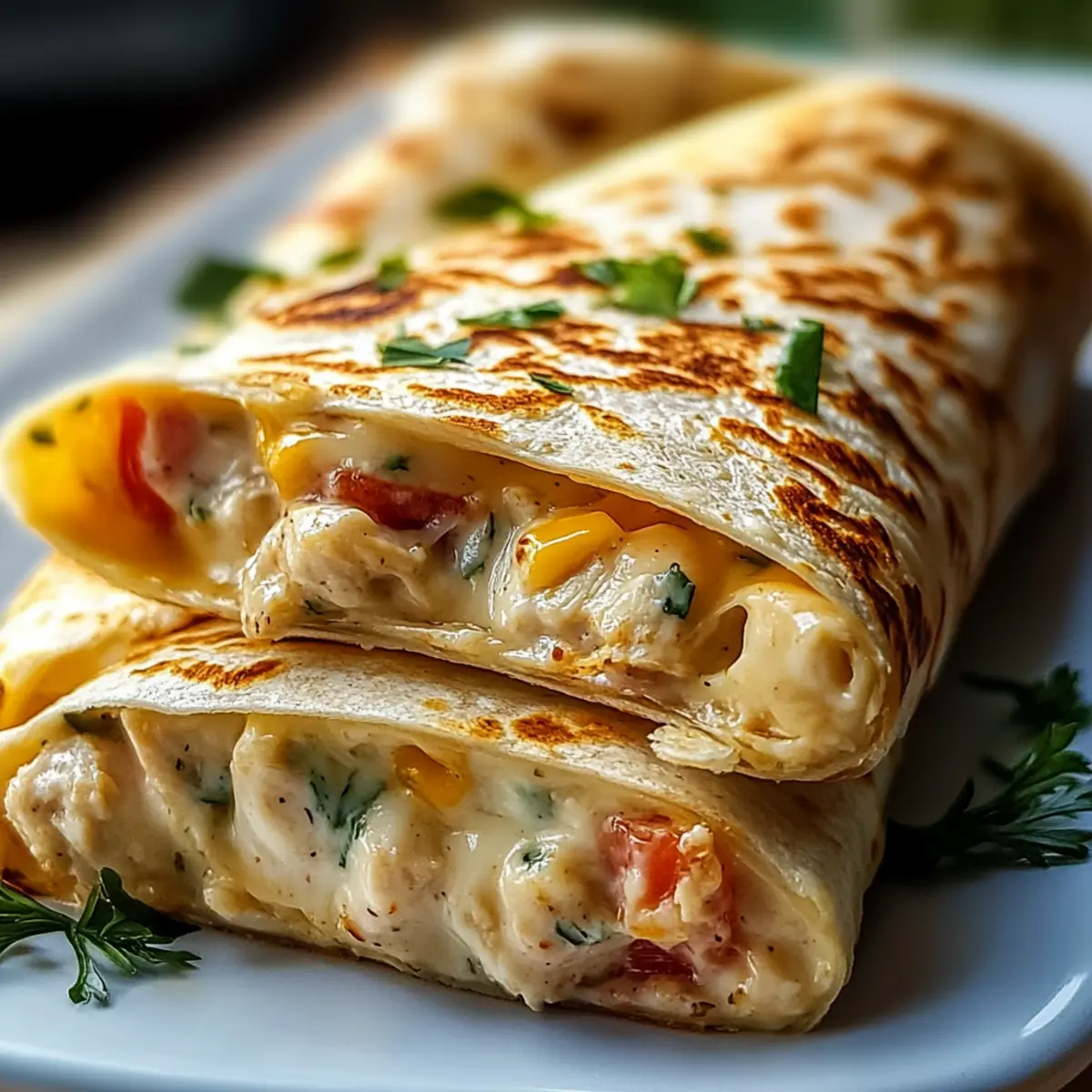Quick Cheese Garlic Chicken Wraps