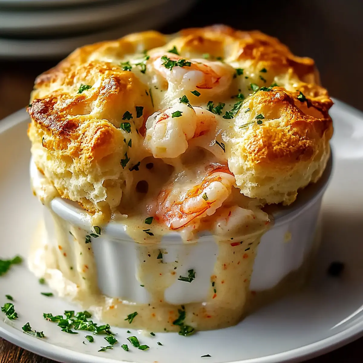 Shrimp Lobster Cheddar Bay Biscuit Pot Pie
