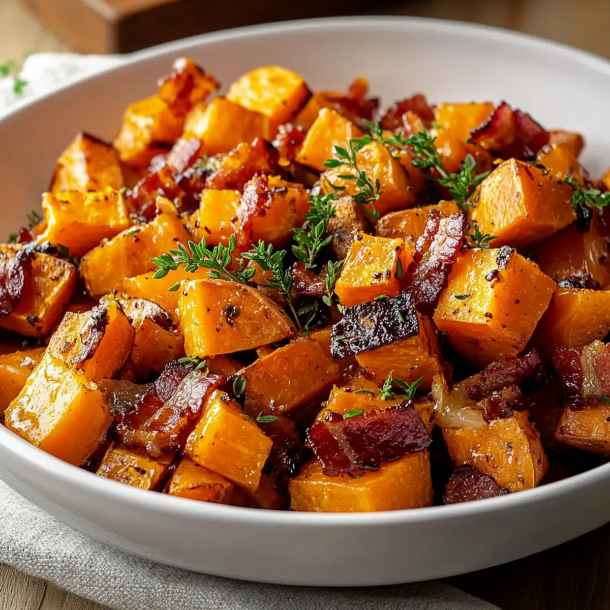 Maple Glazed Sweet Potatoes with Beef Bacon