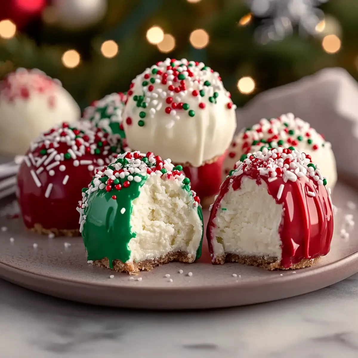 Quick No Bake Christmas Cheesecake Bites