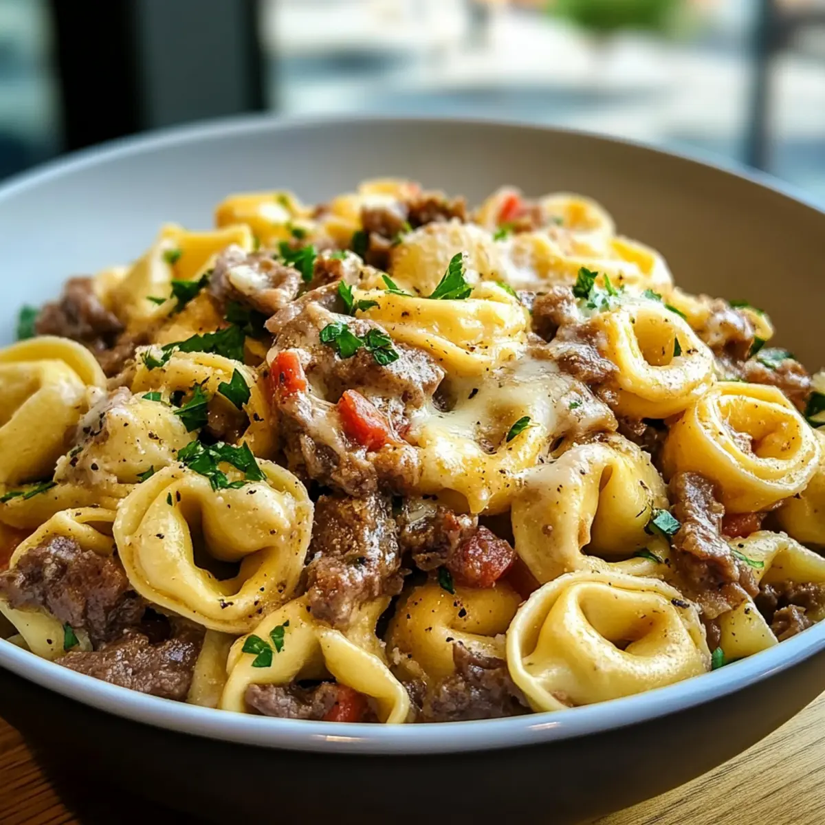 Philly Cheesesteak Tortellini Pasta Recipe