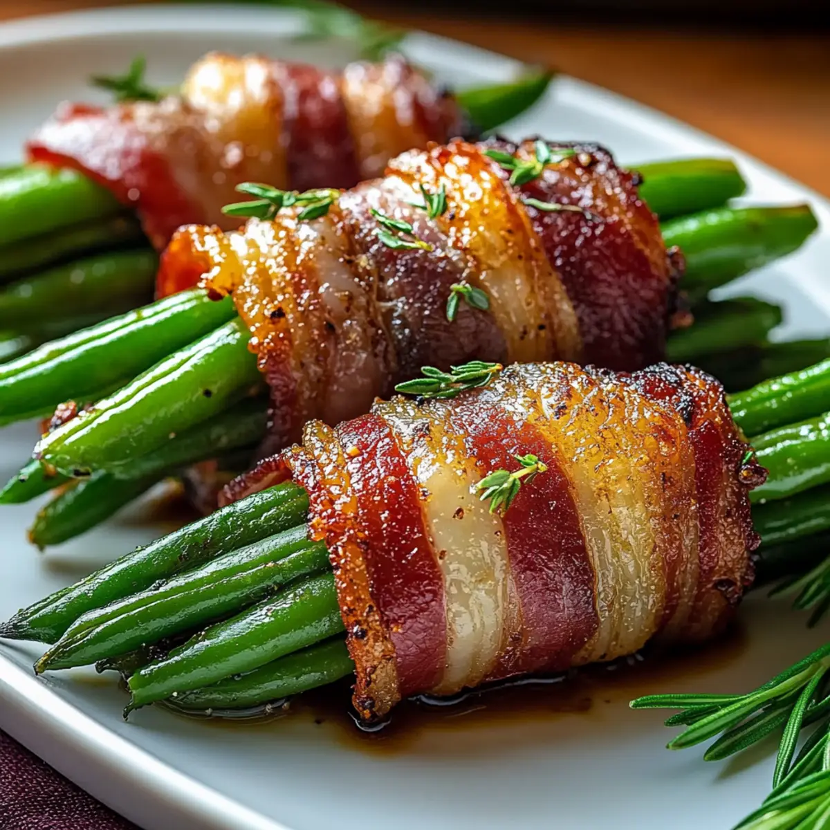 Beef Bacon Wrapped Green Bean Bundles