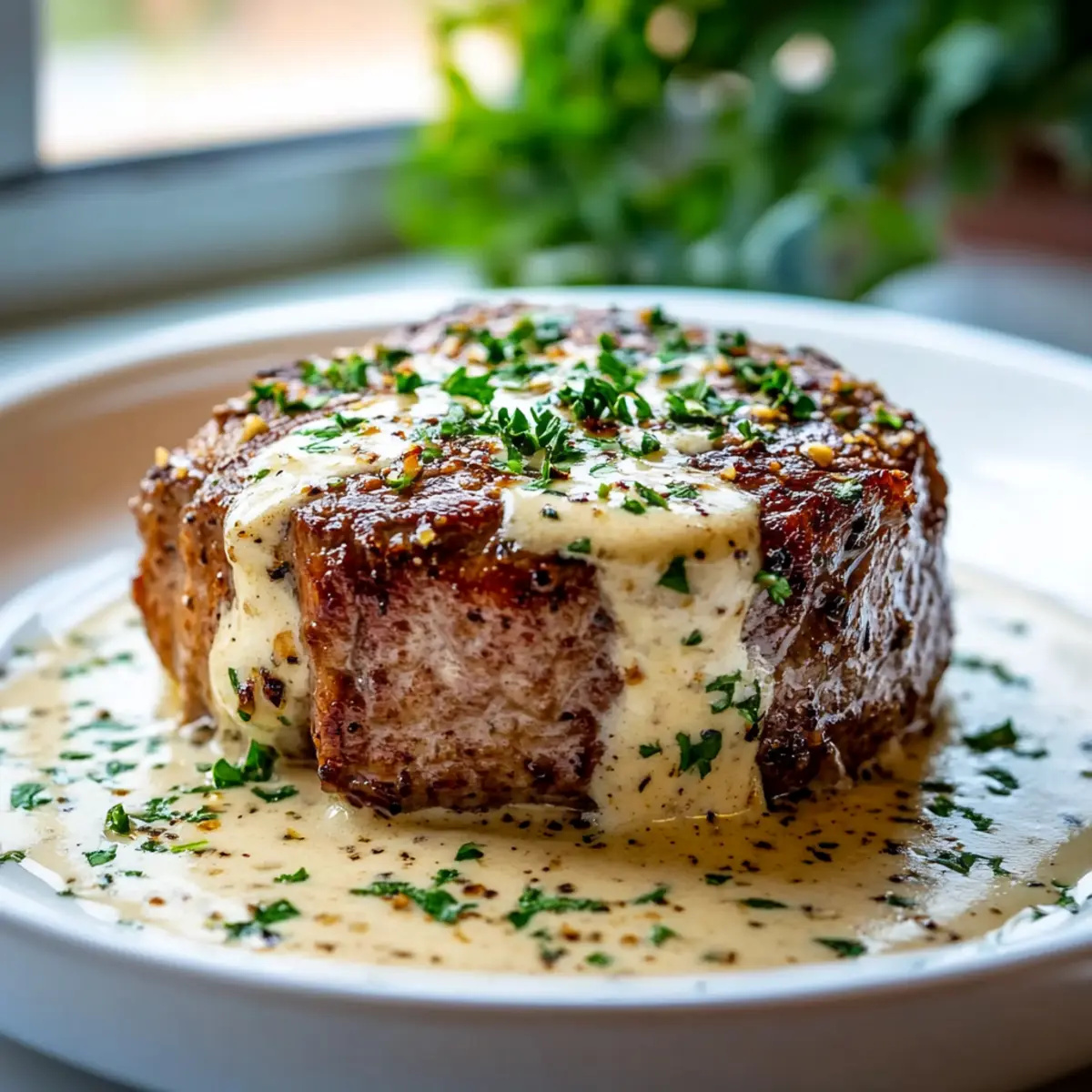 Garlic Butter Steak with Creamy Parmesan Sauce