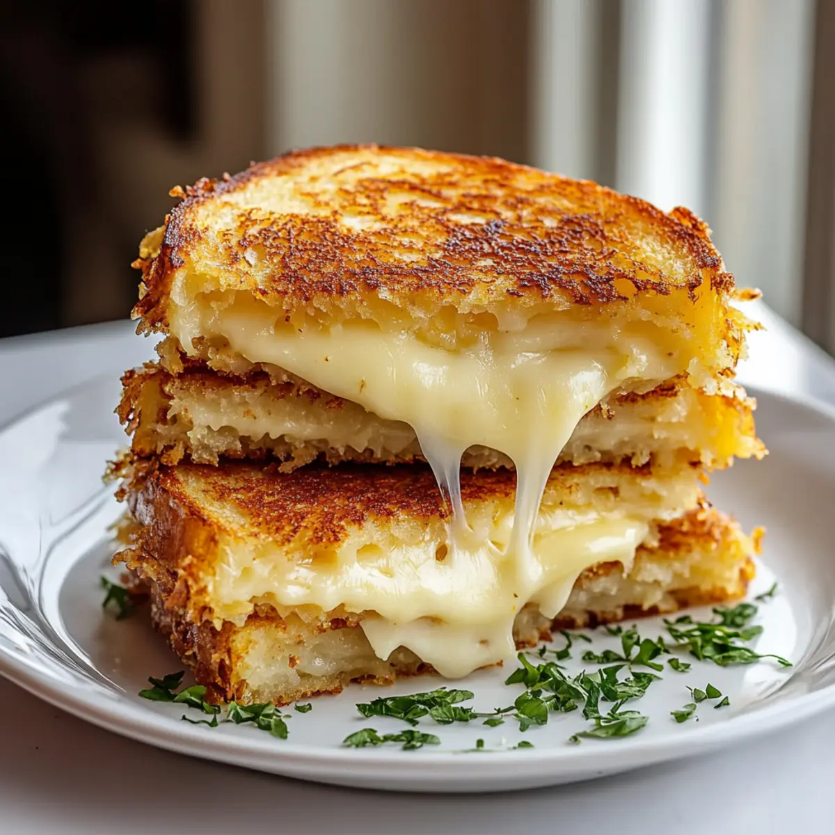 Crispy Hash Brown Grilled Cheese Sandwich