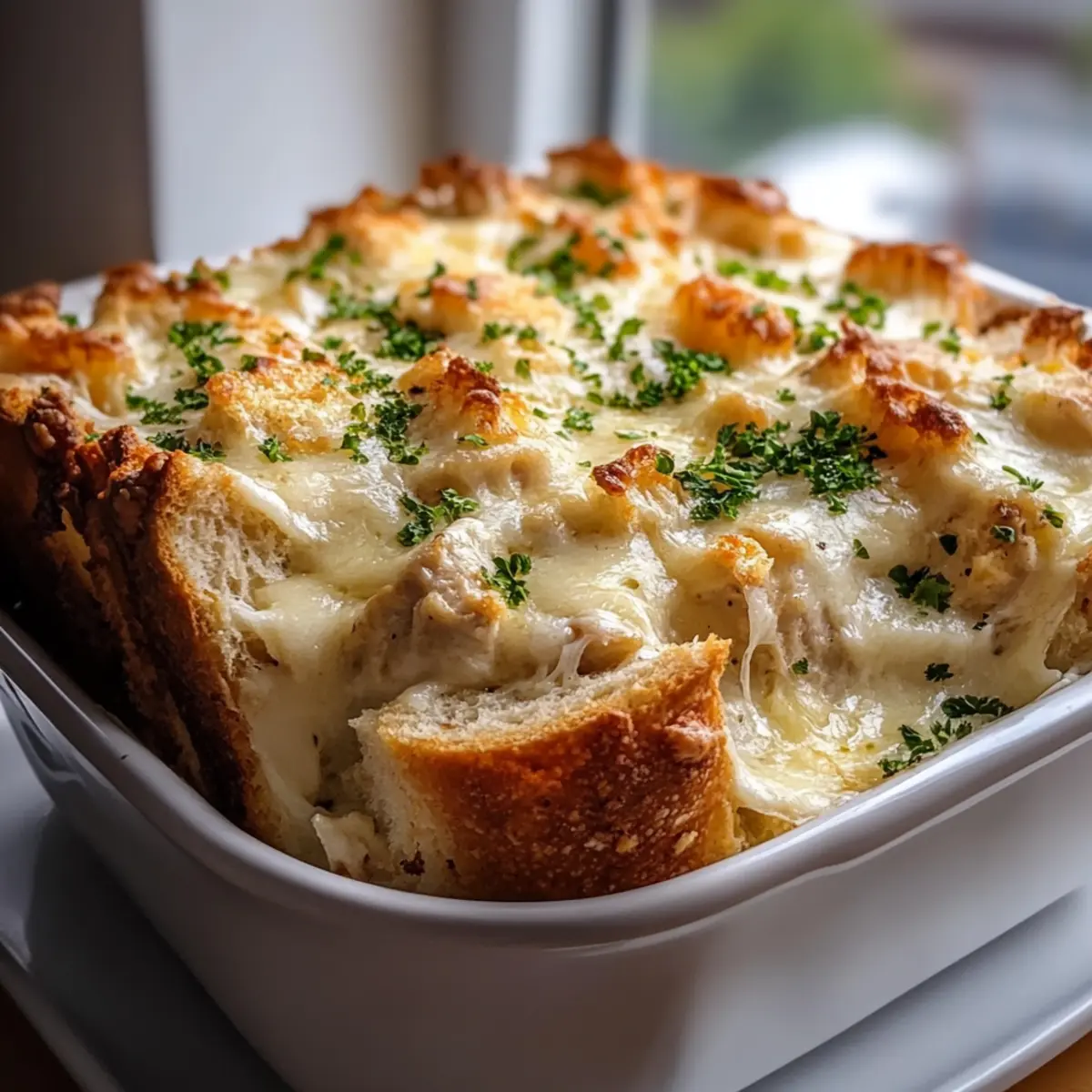 Creamy Alfredo Chicken Cheese Bread Bake