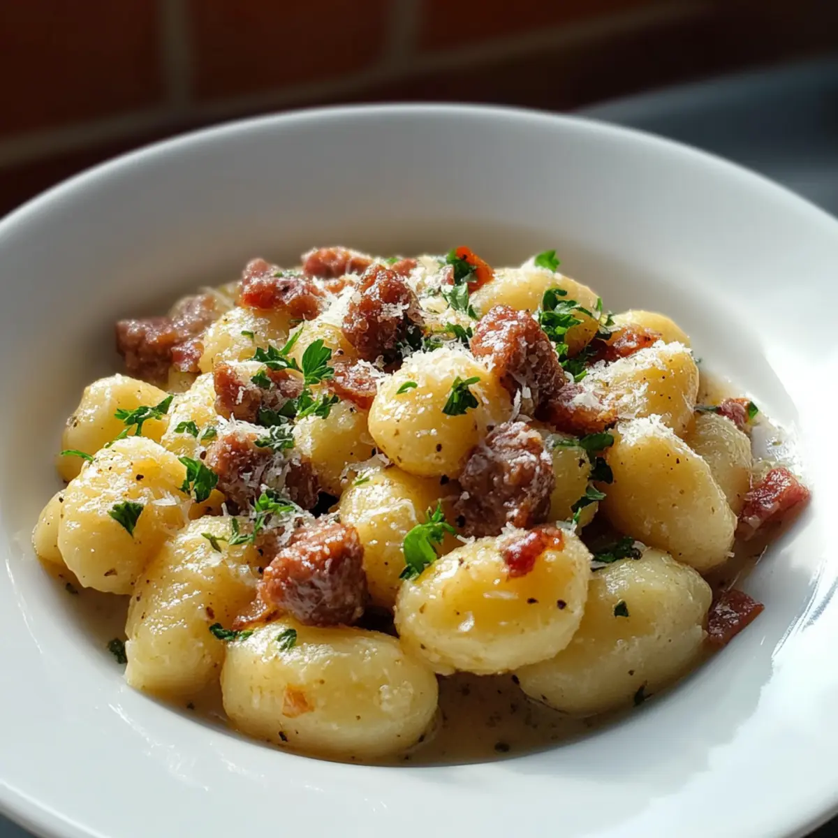 Beef Carbonara With Gnocchi