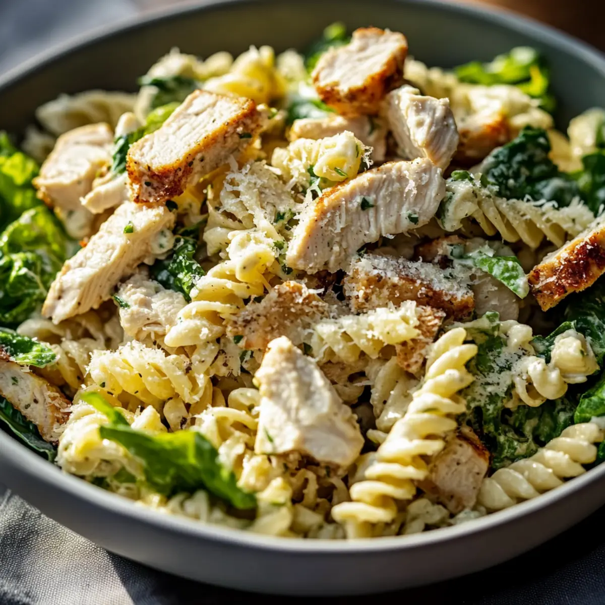 Simple Chicken Caesar Pasta Salad