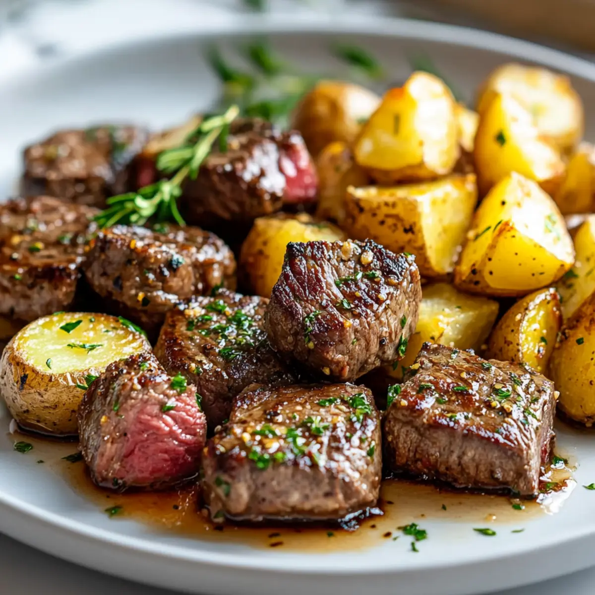 Garlic Butter Steak Bites with Crispy Potatoes
