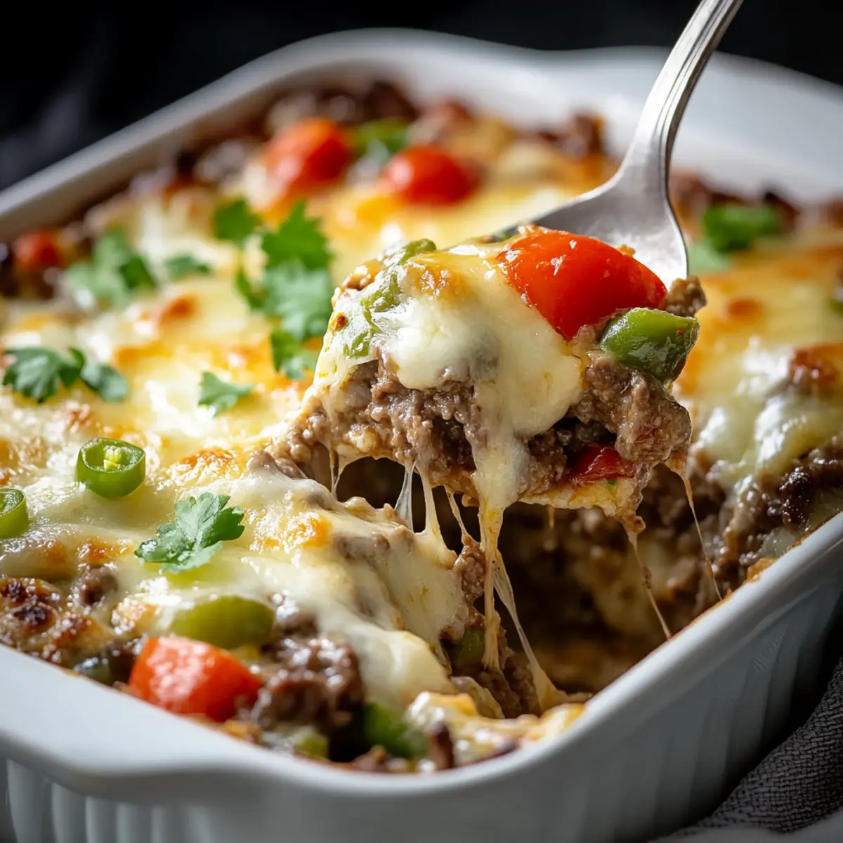 Low Carb Philly Cheesesteak Casserole